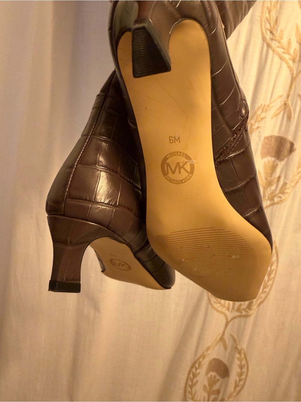 Michael Kors Brown Croc-Embossed Over-the-Knee Pointed Boots (NWOB) - Picture 4 of 6